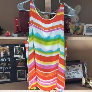 New Directions Orange and Pink Sleeveless Tank Top